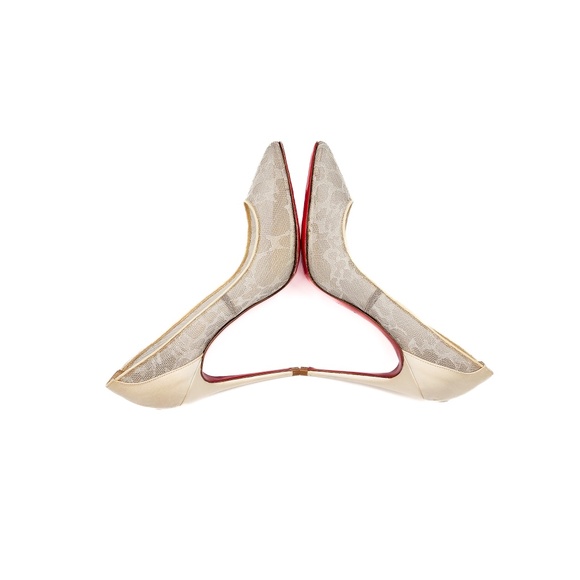 Christian Louboutin Pigalace Satin Lace Off White Wedding Heels Pumps EU 37 - Picture 5 of 8
